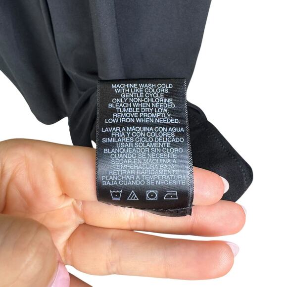 Norma Kamali Black Jersey Ponte Knit Long Sleeve Button Up Collared Shirt Dress - Picture 12 of 12